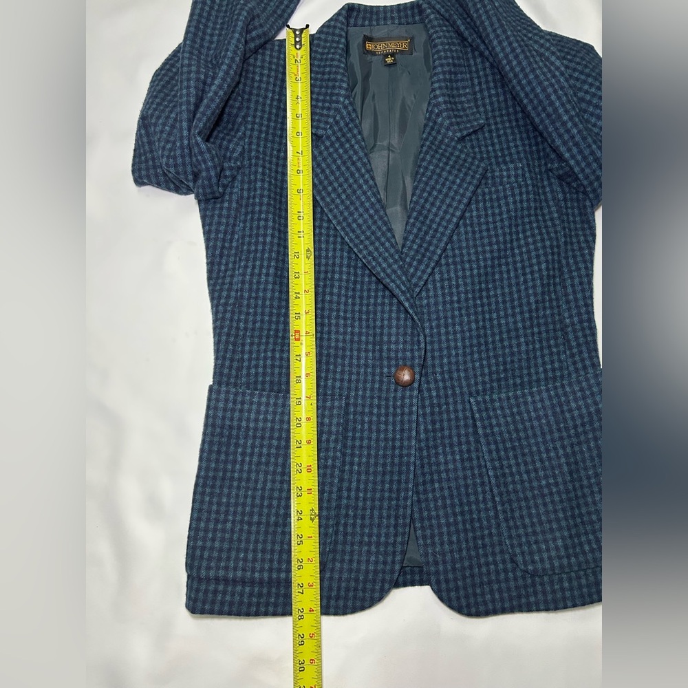 John Meyer 100%Camel Hair Blazer Women’s 4 Blue Houndstooth Made in USA Vintage - Picture 15 of 16